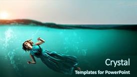  Presentation with clear water - Presentation design featuring fasion - woman dancer in clear blue background and a ocean colored foreground