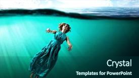  Presentation with clear water - Slide deck having fasion - woman dancer in clear blue background and a ocean colored foreground