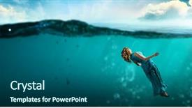  Presentation with clear water - PPT theme consisting of fasion - woman dancer in clear blue background and a ocean colored foreground