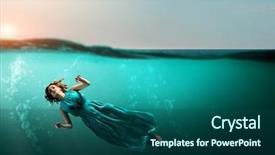  Presentation with clear water - PPT theme with fasion - woman dancer in clear blue background and a ocean colored foreground