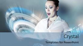  Presentation with emotional breakdown - Slides having fast - young attractive emotional woman using background and a light blue colored foreground