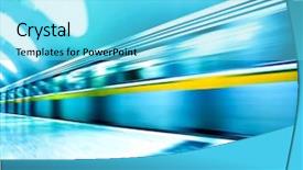  Presentation with blue marble - Theme featuring fast blurred trail of train background and a arctic colored foreground