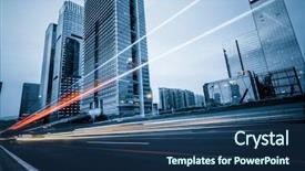  Presentation with modern building - Colorful presentation enhanced with fast car - light trails on the modern backdrop and a ocean colored foreground