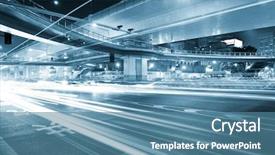  Presentation with megacity - Presentation theme enhanced with fast car - megacity highway at night background and a teal colored foreground