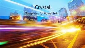  Presentation with traffic light - PPT theme with fast car - traffic light trails of modern background and a arctic colored foreground