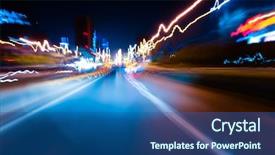  Presentation with city - Colorful slide set enhanced with fast car through city backdrop and a ocean colored foreground