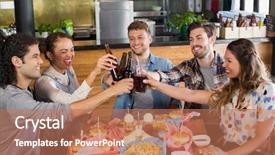  Presentation with beer garden friends in tracht - Audience pleasing presentation theme consisting of fast casual - cheerful friends toasting beer bottles backdrop and a  colored foreground