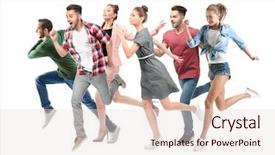  Presentation with running - PPT layouts featuring fast casual - group of running people background and a lemonade colored foreground