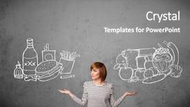  Presentation with foods - Amazing slide deck having fast casual - pretty young woman choosing backdrop and a gray colored foreground