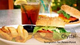  Presentation with french restaurant - Beautiful presentation featuring fast casual - teriyaki burger with large french backdrop and a yellow colored foreground
