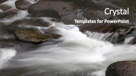  Presentation with mountain stream - Beautiful PPT theme featuring fast flowing mountain stream backdrop and a  colored foreground