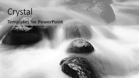  Presentation with mountain stream - Audience pleasing presentation design consisting of fast flowing mountain stream and rocks backdrop and a light gray colored foreground