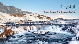  Presentation with area - Slide set consisting of fast-flowing-waterfall background and a light blue colored foreground