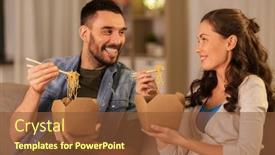  Presentation with chopstick - PPT theme with fast-food-and-people-concept background and a tawny brown colored foreground