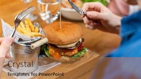  Presentation with french restaurant - Presentation theme with fast-food-and-people-concept background and a red colored foreground