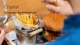  Presentation with french restaurant - Slides consisting of fast-food-and-people-concept background and a gold colored foreground