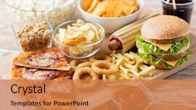  Presentation with fast food - Presentation theme with fast food and unhealthy eating background and a coral colored foreground