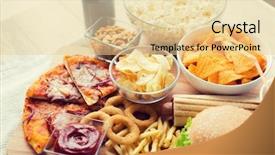  Presentation with junk food - Colorful slide deck enhanced with fast food and unhealthy eating backdrop and a blonde colored foreground