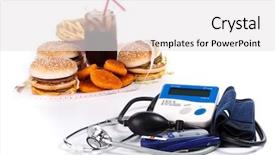  Presentation with food analysis - Presentation enhanced with fast-food blood pressure meter background and a white colored foreground
