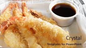  Presentation with prawn - Audience pleasing presentation consisting of food carry-out of prawn backdrop and a gold colored foreground