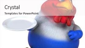  Presentation with food chicken - Colorful PPT theme enhanced with fast food cartoons - fun chicken - 3d illustration backdrop and a white colored foreground