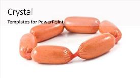  Presentation with sausages meatball - Presentation featuring fast food chain - sausages isolated on white background background and a  colored foreground