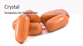  Presentation with sausages - Slides having fast food chain - sausages isolated on white background background and a sky blue colored foreground