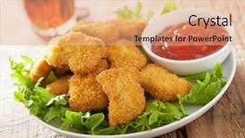  Presentation with french fries - Slide set having fast food chicken nuggets background and a coral colored foreground