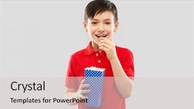  Presentation with blue food - Slide set having fast food childhood and people background and a light gray colored foreground