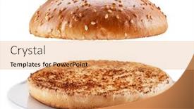  Presentation with fast food - Colorful PPT theme enhanced with fast-food-concept-invisible-hamburger backdrop and a coral colored foreground