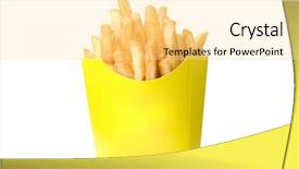  Presentation with food white - Beautiful theme featuring fast food fries - deep-fried potatoes isolated backdrop and a blonde colored foreground