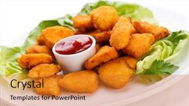  Presentation with food chicken - Slide set featuring fast food fries - fried chicken nuggets background and a gold colored foreground