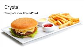  Presentation with french restaurant - Slides consisting of fast food hamburger menu background and a white colored foreground