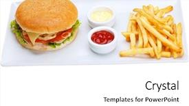  Presentation with fast food - Cool new PPT theme with fast food hamburger menu backdrop and a white colored foreground