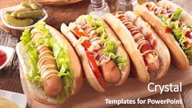  Presentation with dog food - Slides featuring fast food hot dog background and a tawny brown colored foreground