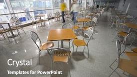  Presentation with modern food - Beautiful presentation theme featuring fast food in modern building backdrop and a gray colored foreground