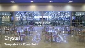  Presentation with fast food - PPT theme featuring fast food interior background and a gray colored foreground