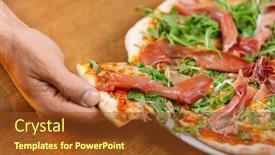  Presentation with italian food - Presentation design enhanced with fast-food-italian-kitchen background and a tawny brown colored foreground