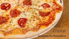  Presentation with italian food - Slide deck with fast-food-italian-kitchen background and a gold colored foreground