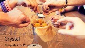  Presentation with junk food - Beautiful slide deck featuring fast food junk food unhealthy backdrop and a coral colored foreground