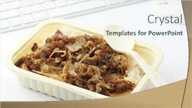  Presentation with fast food - PPT theme consisting of fast-food-lunch-at-office background and a sky blue colored foreground