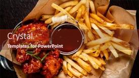  Presentation with food meals - PPT layouts with fast-food-meals-on-dark background and a tawny brown colored foreground