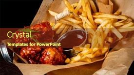  Presentation with food meals - Slide set consisting of fast-food-meals-on-dark background and a tawny brown colored foreground