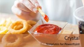  Presentation with container fast food packaging - Slide set featuring fast food people and unhealthy background and a coral colored foreground