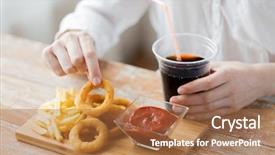  Presentation with fast food - Presentation design with fast food people and unhealthy background and a coral colored foreground
