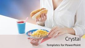  Presentation with fast food - Theme consisting of fast food and people concept background and a soft green colored foreground