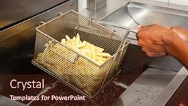  Presentation with food potato chips - Presentation design consisting of fast-food-potato-chips-being background and a wine colored foreground