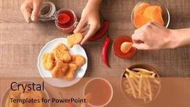  Presentation with chili - Colorful theme enhanced with fast food snacks with chili backdrop and a coral colored foreground
