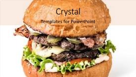  Presentation with dark vintage wood table texture - Beautiful theme featuring fast food white background - fresh tasty burger on wood backdrop and a yellow colored foreground