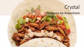  Presentation with food tortilla - Audience pleasing presentation theme consisting of fast food white background - tortilla with vegetable and chicken backdrop and a lemonade colored foreground